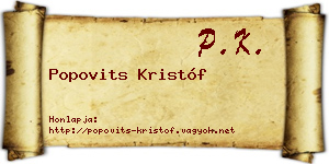 Popovits Kristóf névjegykártya
